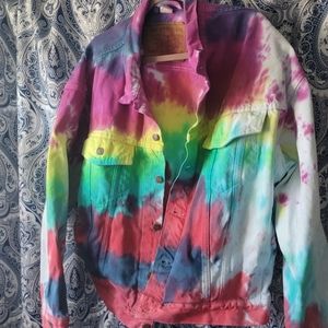 Levi's denim tye dye men's hippie jacket